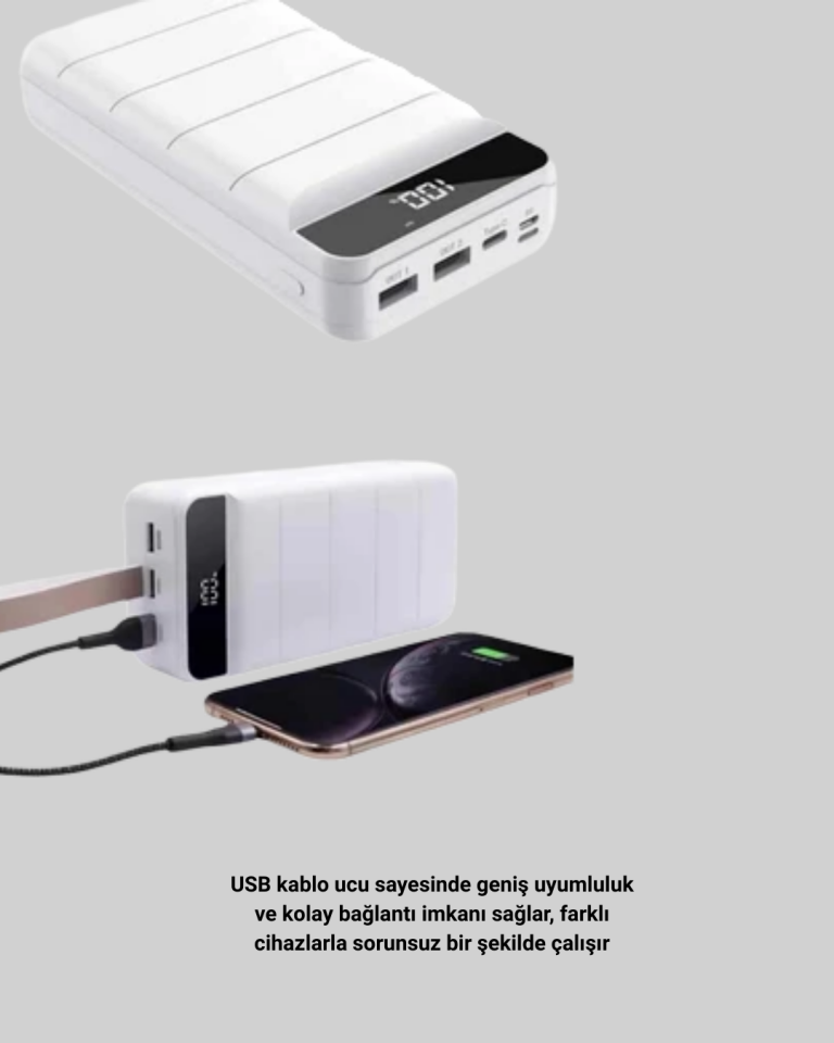 Çoklu Cihaz Uyumlu LED Ekranlı 50000 mAh Powerbank