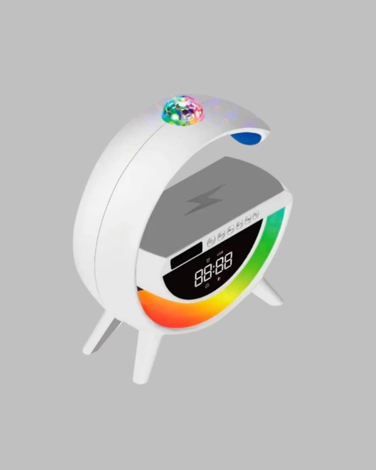 Bluetooth 5.0 Kablosuz Şarj Rampalı FM Radyo ve RGB Işıklı Hoparlör