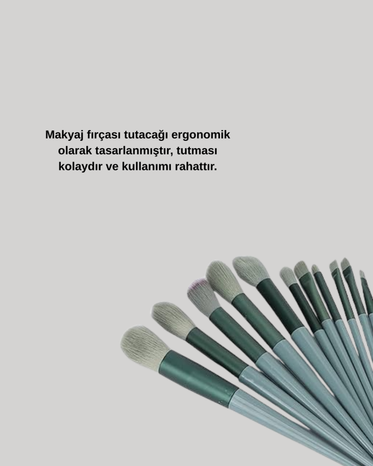 Taşınabilir Ergonomik Yapılı 13 Adet Fiber Kıllı Yüz ve Göz Makyaj Fırçası Seti