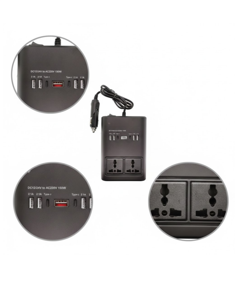 Araç İçin 12V 24V Güç Dönüştürücü 220V Priz ve USB Portlu