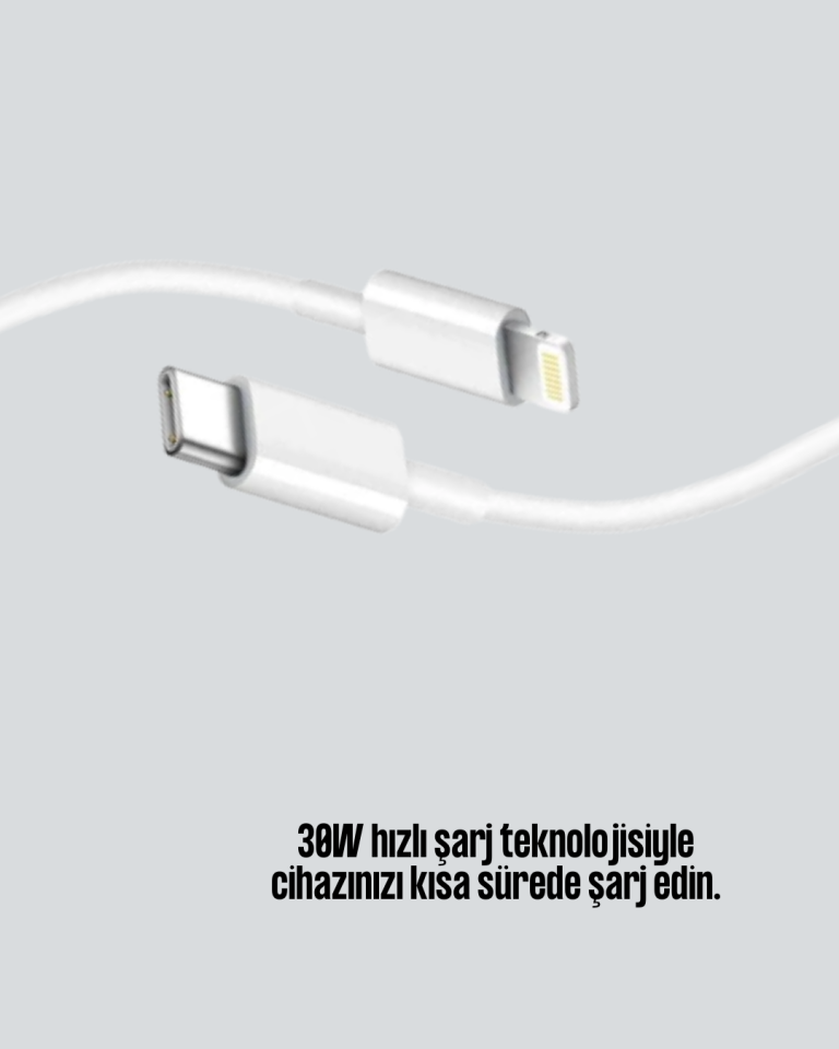Orijinal Kalite 30W Type-C Lightning Hızlı Şarj Kablosu – 1.2m Dayanıklı