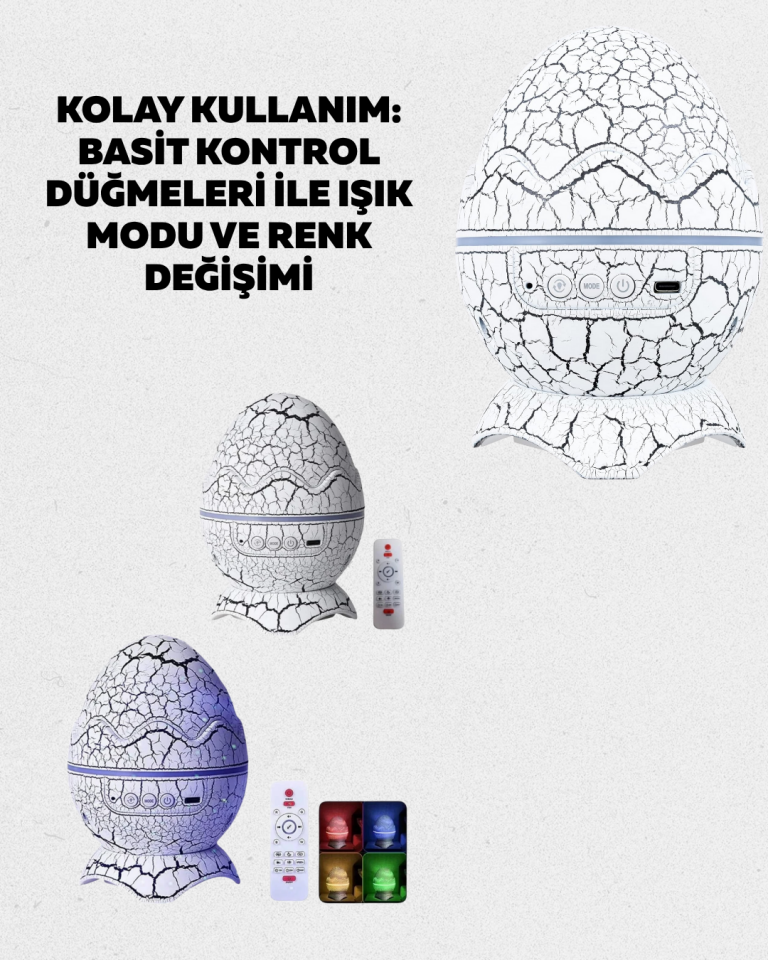 Dinozor Yumurtası Tasarımlı Gece Lambası – Müzik ve Işık Senkronizasyonlu