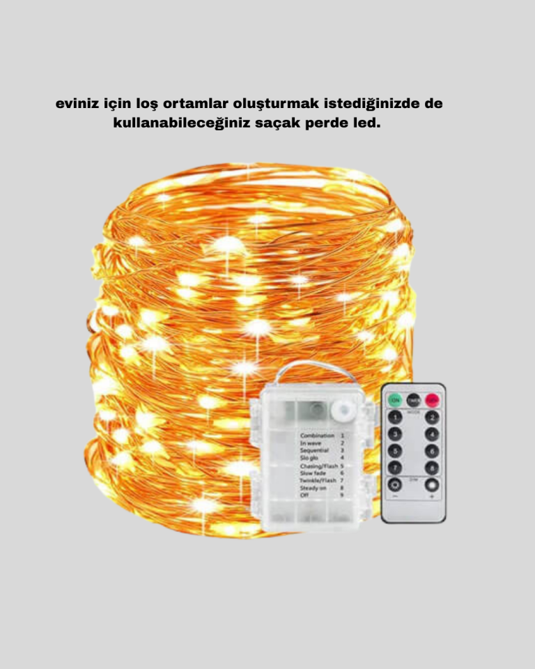 Dekoratif Perde Peri Led Günışığı Renk 8 Fonksiyonlu Işık