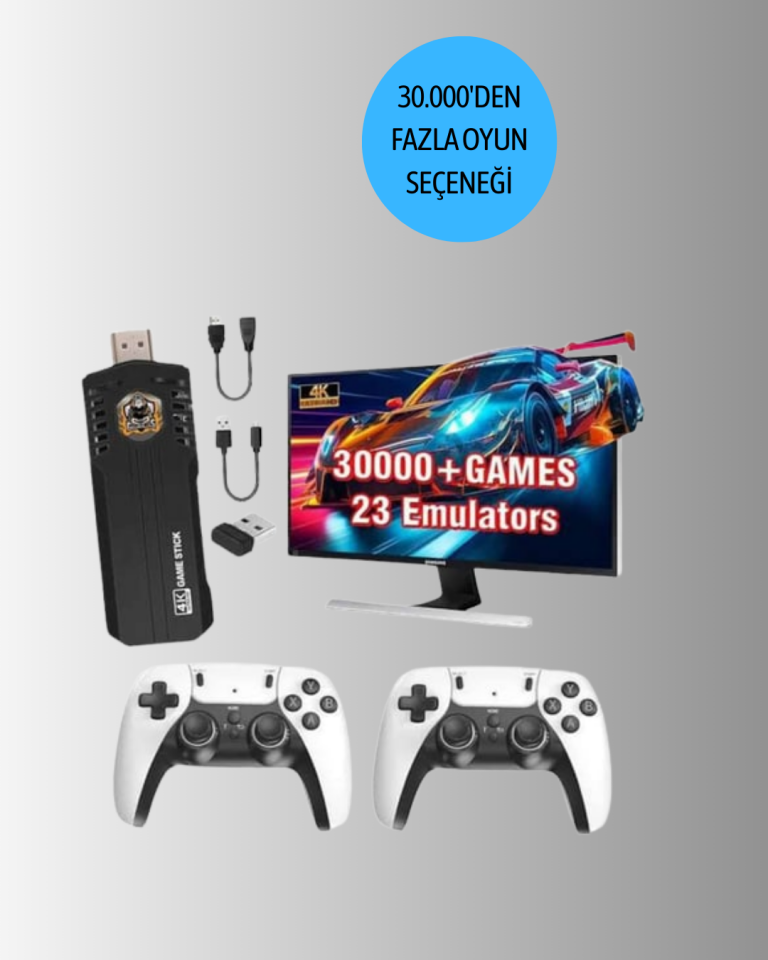 Kablosuz Retro TV Oyun Konsolu – 30.000+ Oyun, HD Çıkış & Kablosuz Gamepad ile Efsanevi Oyun Deneyimi