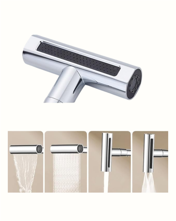 Çok Fonksiyonlu Musluk Başlığı | 4 Su Modu | Geniş Uyumlu Adaptör Seti | Mutfak ve Banyo Uyumlu