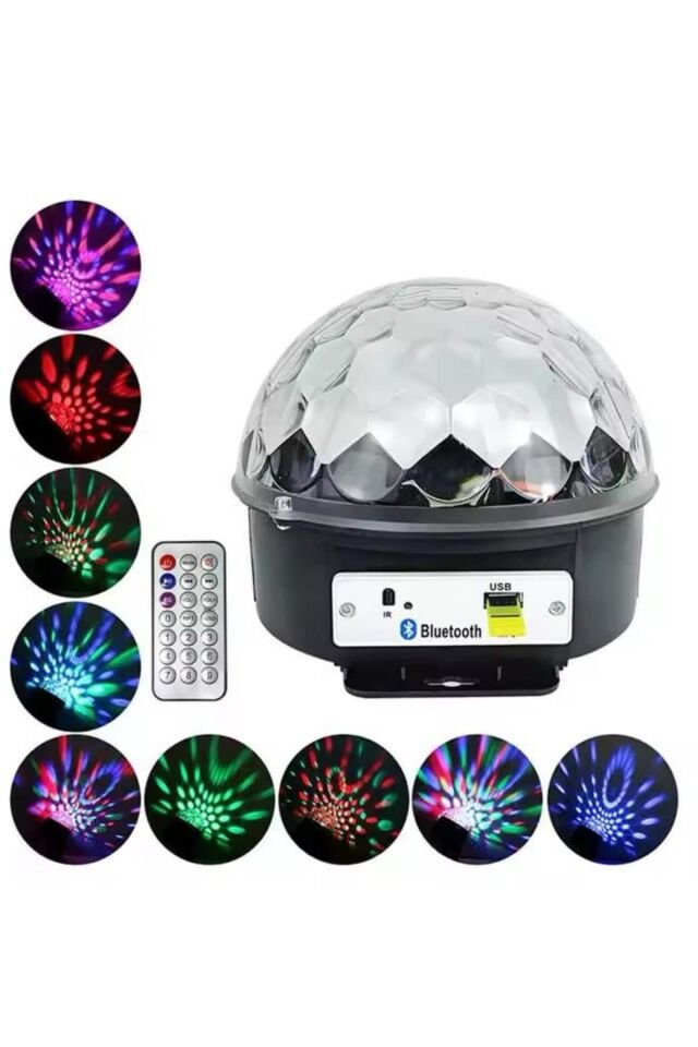 Disko Topu Renkli Işıklı Lazer Parti Bluetooth Bağlantılı Led Küre