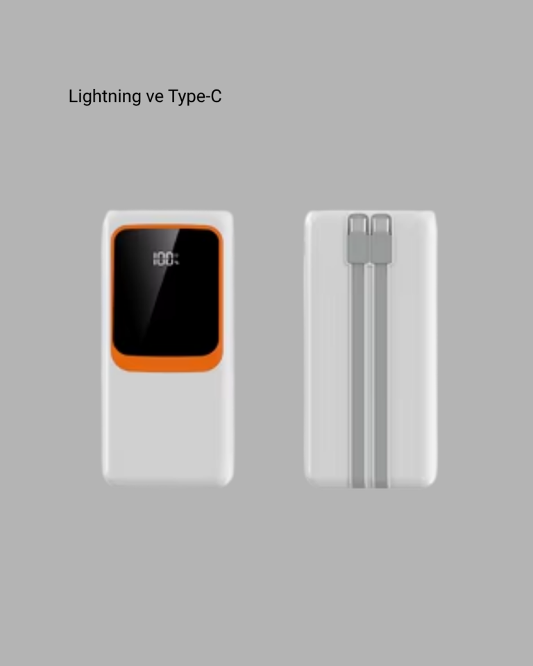 Powerbank 10000 mAh – Çift USB Çıkışlı, Type-C Girişli, Şık Beyaz Tasarım