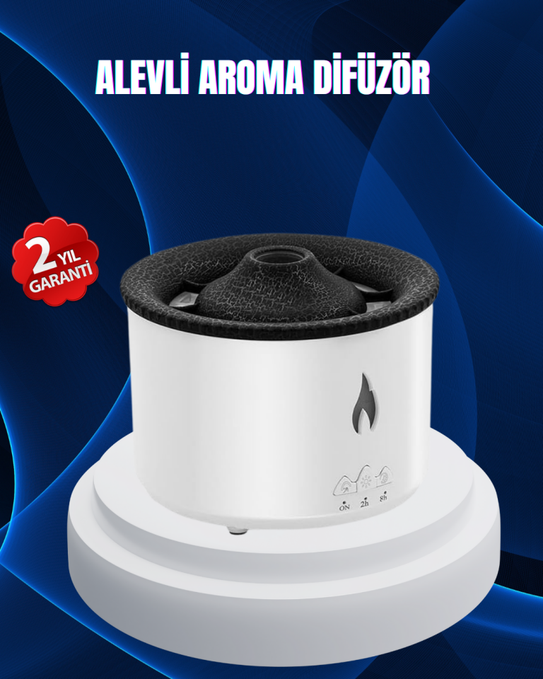 3D Alev Işıklı Aromaterapi Makinesi – 360 ml Su Kapasiteli Sessiz Difüzör