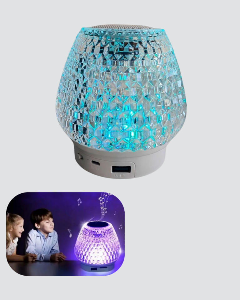 Mini LED Işıklı Bluetooth Hoparlör 5W Kristal Desenli 1200 mAh Şarjlı