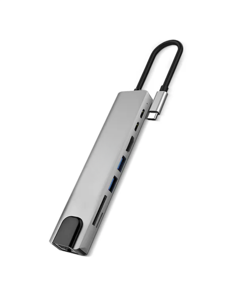 8 Port Type C Hub USB HDMI RJ45 SD TF Kart Okuyucu Çoklayıcı