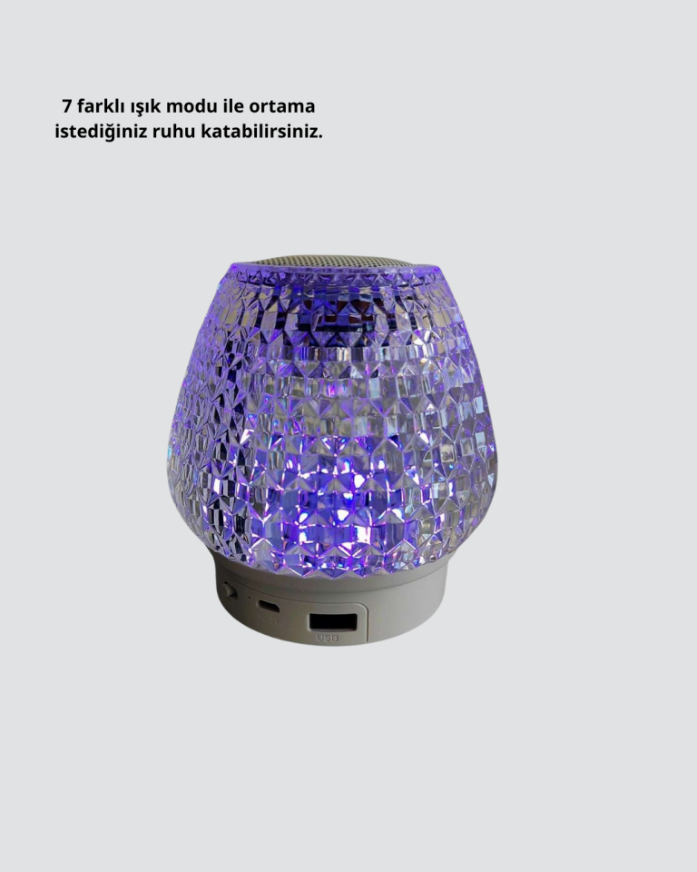 RGB LED Işıklı Kristal Tasarım Bluetooth 5.1 Hoparlör 5W Taşınabilir