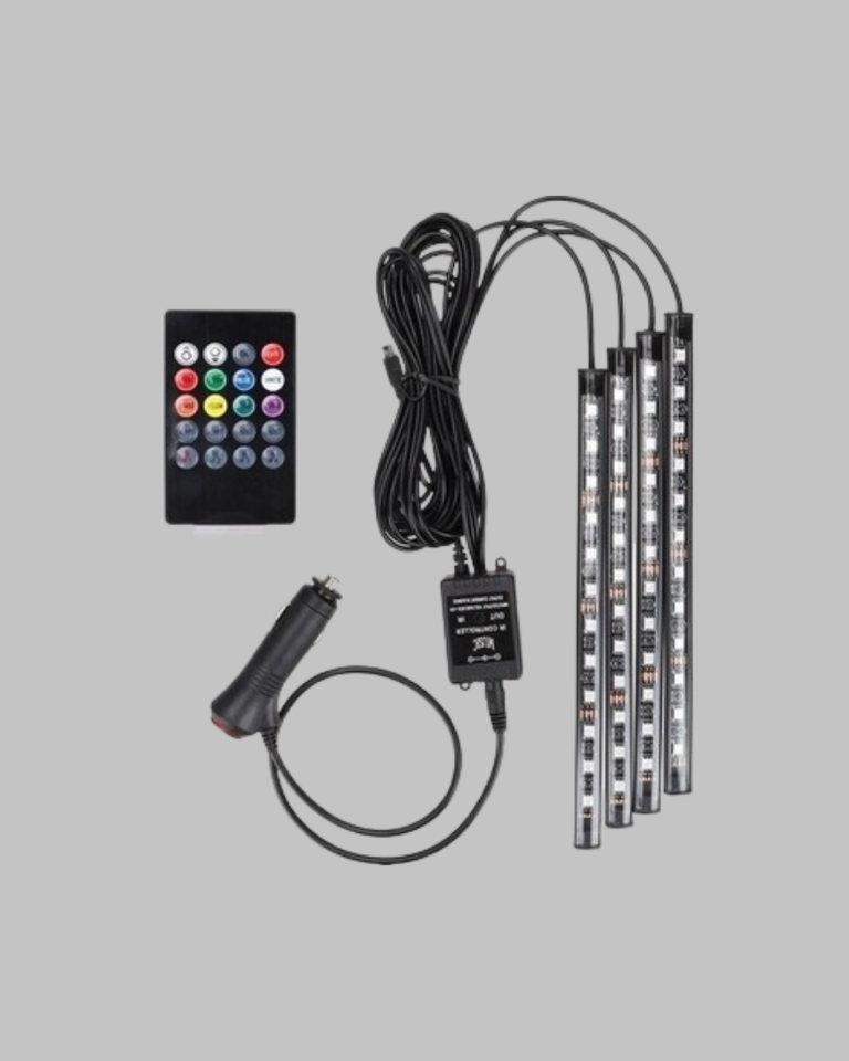 RGB Müzik Kontrollü Araç LED Işık Seti 48 LED 12V Uzaktan Kumandalı