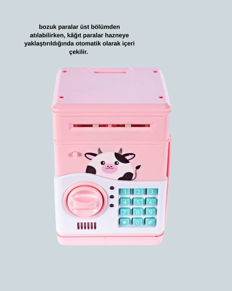 Pembe Şifreli Eğitici ATM Kasa Çocuk Kumbarası