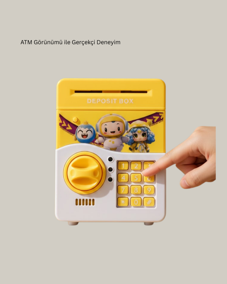 Sarı Elektronik Şifreli ATM Görünümlü Çocuk Kumbarası