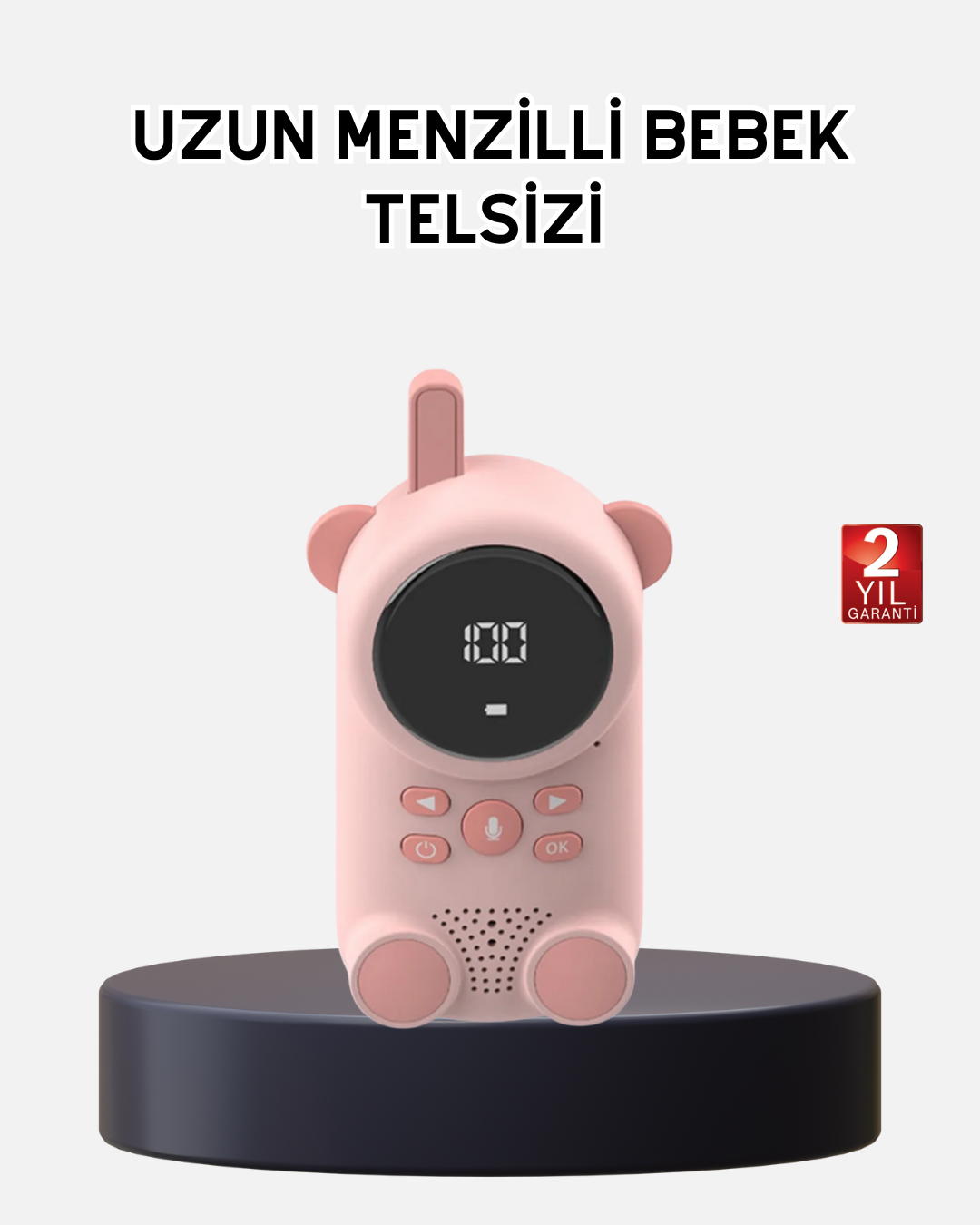 Bebek Telsizi LCD Ekran VOX İki Yönlü İletişim USB Şarj Hafif