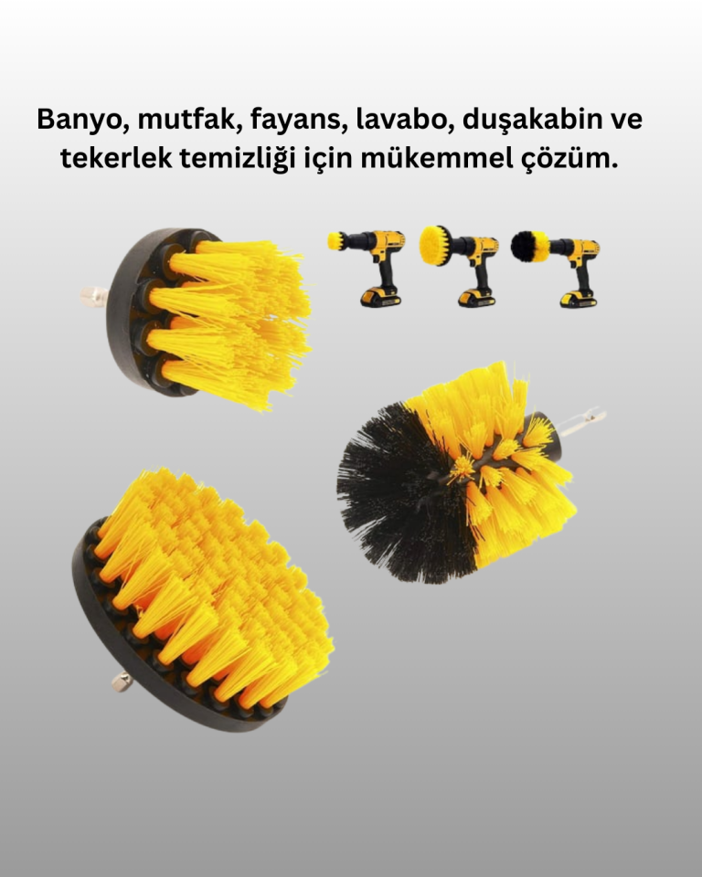 Banyo ve Mutfak İçin Matkap Ucu Temizlik Fırçası 3’lü Set