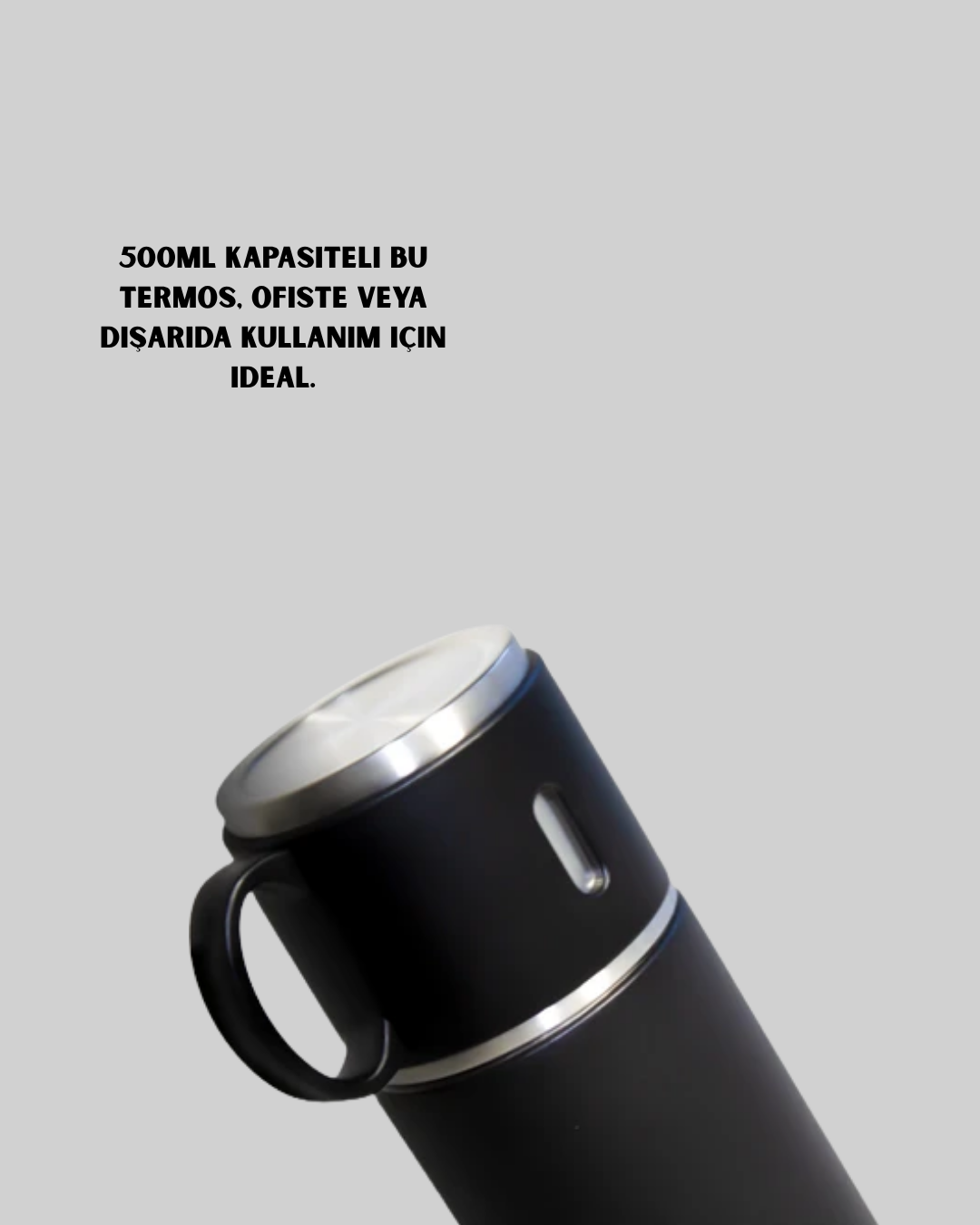 Isıyı Uzun Süre Koruyan 500 ml Termos Seti | Çelik Gövde, 2 Bardaklı, Hediye Kutulu