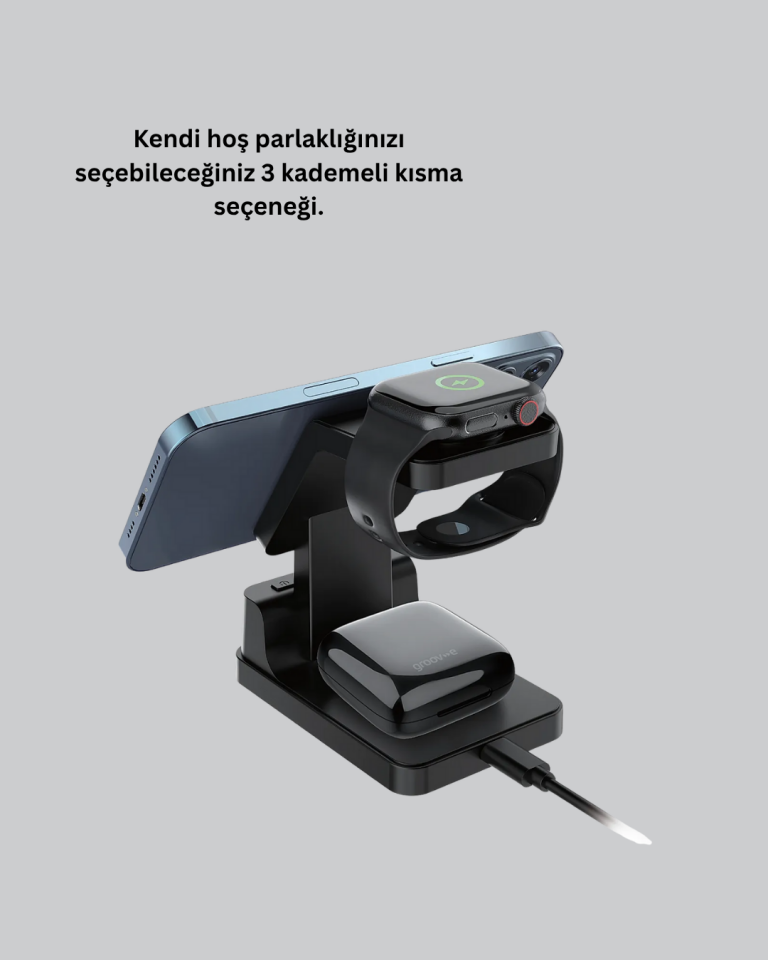 LED Dijital Saatli Kablosuz Şarj Cihazı – 3 Parlaklık Ayarlı, Şarj Koruma Teknolojili