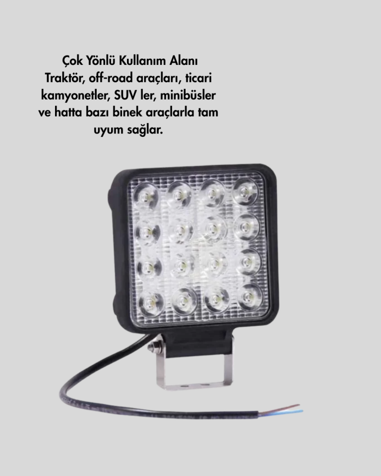 Geniş Aydınlatma Açılı LED Araç Farı | İş Makineleri ve Gece Sürüşü İçin