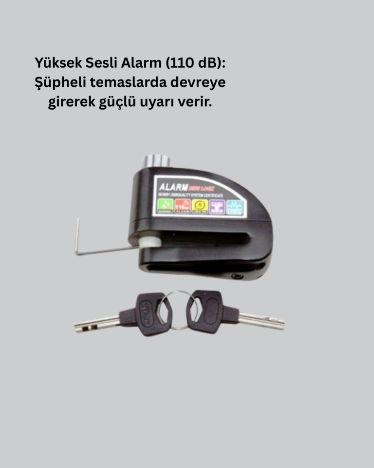 Çelik Gövdeli Alarm Disk Kilidi Motosiklet ve Bisiklet İçin Güvenlik