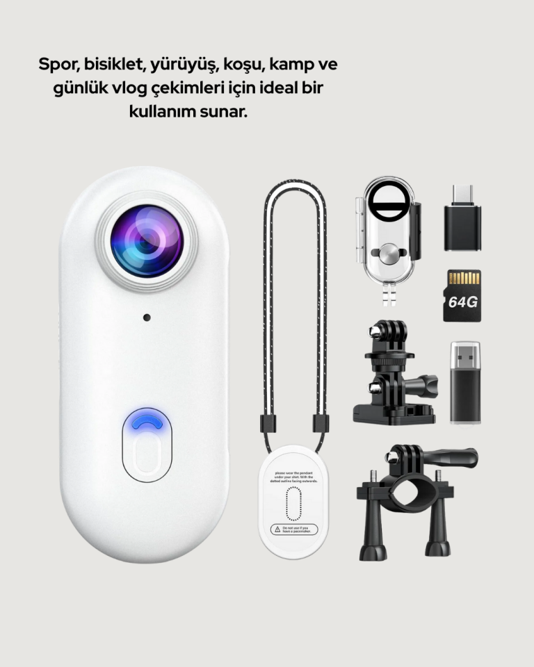 Geniş Açı Lensli WiFi Spor ve Vlog Kamerası