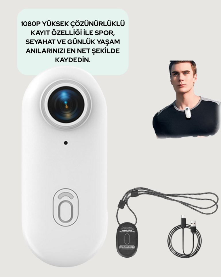 Geniş Açı Lensli WiFi Spor ve Vlog Kamerası
