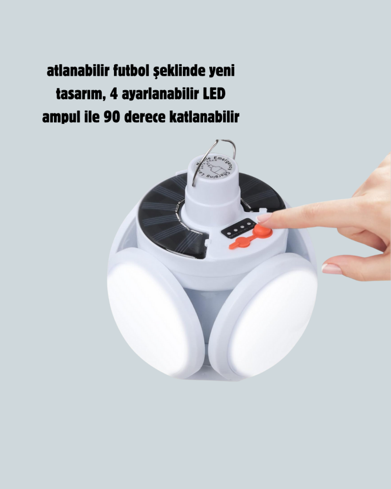 Güneş Paneliyle Şarj Olan Katlanabilir LED Çadır Lambası – 5 Kademeli Aydınlatma