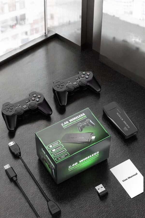 Atari Oyun Konsolu 2000 Oyunlu Game Stick 2.4G Wireless