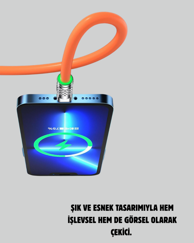 3’ü 1 Arada Kablo – 120W Hızlı Şarj ve Veri Aktarımı Özellikli