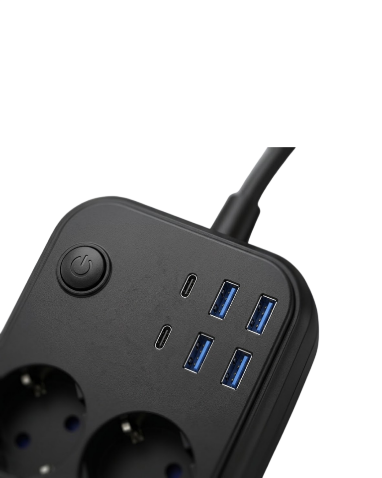 Akım Korumalı Uzatma Prizi 4 USB 2 Type C Dayanıklı ve Güvenli Tasarım