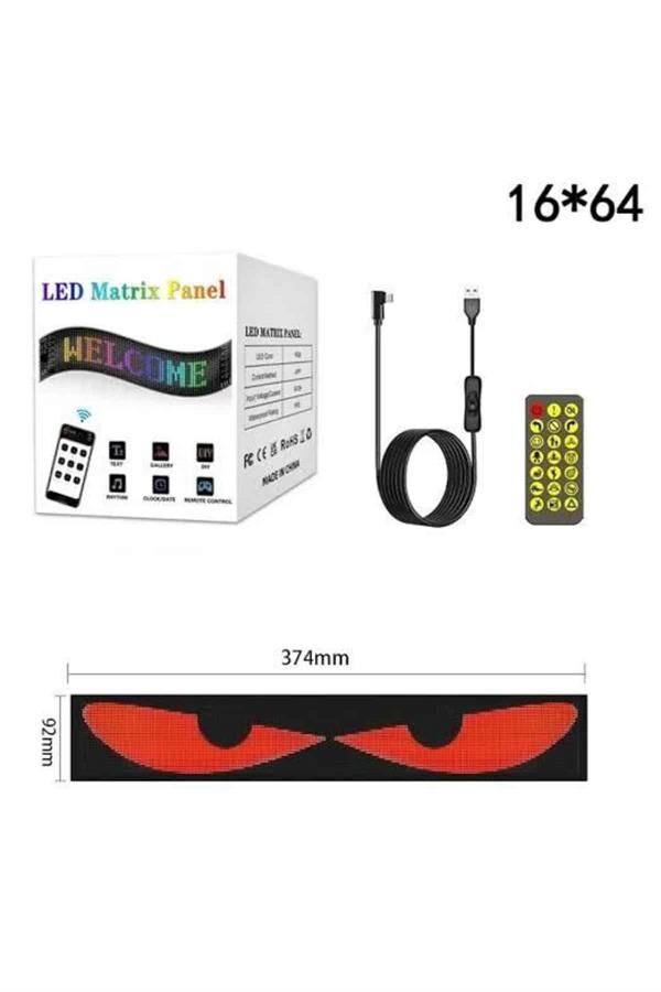 LED Matrix Panel RGB Ekran Kumandalı  Araç Camına Uygun