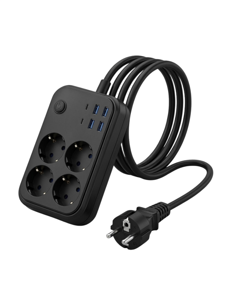 Akım Korumalı Çoklu Priz 4 USB 2 Type C 4 Priz Güvenli ve Hızlı Şarj