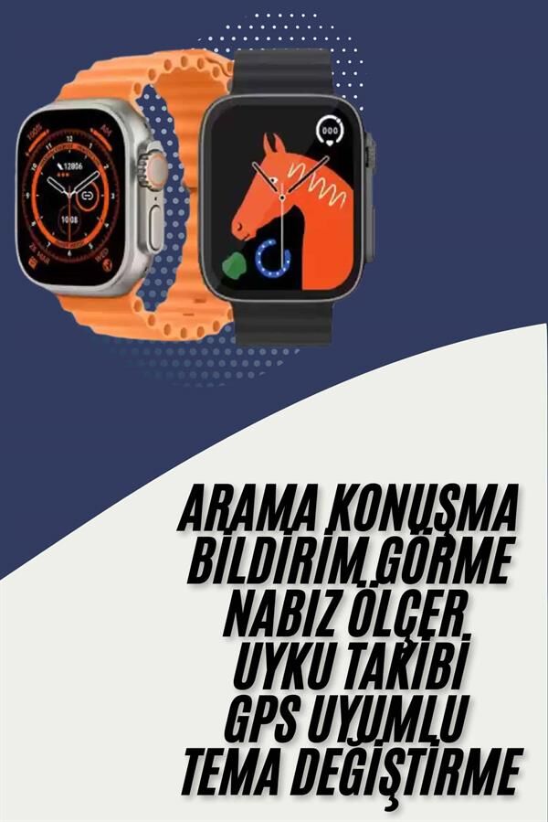 Akıllı Saat Kordon Hediyeli Güçlü Batarya Kapasiteli Titreşimli Bildirim Görme Unisex