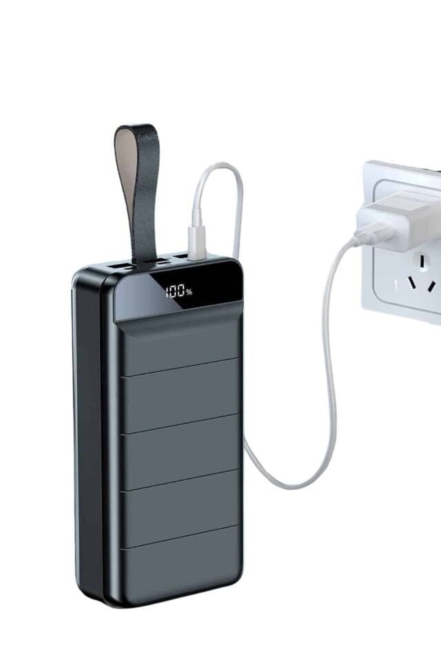 Taşınabilir Powerbank 50.000 mAh 4 Girişli Hızlı Şarj Led Göstergeli Fenerli Şarj