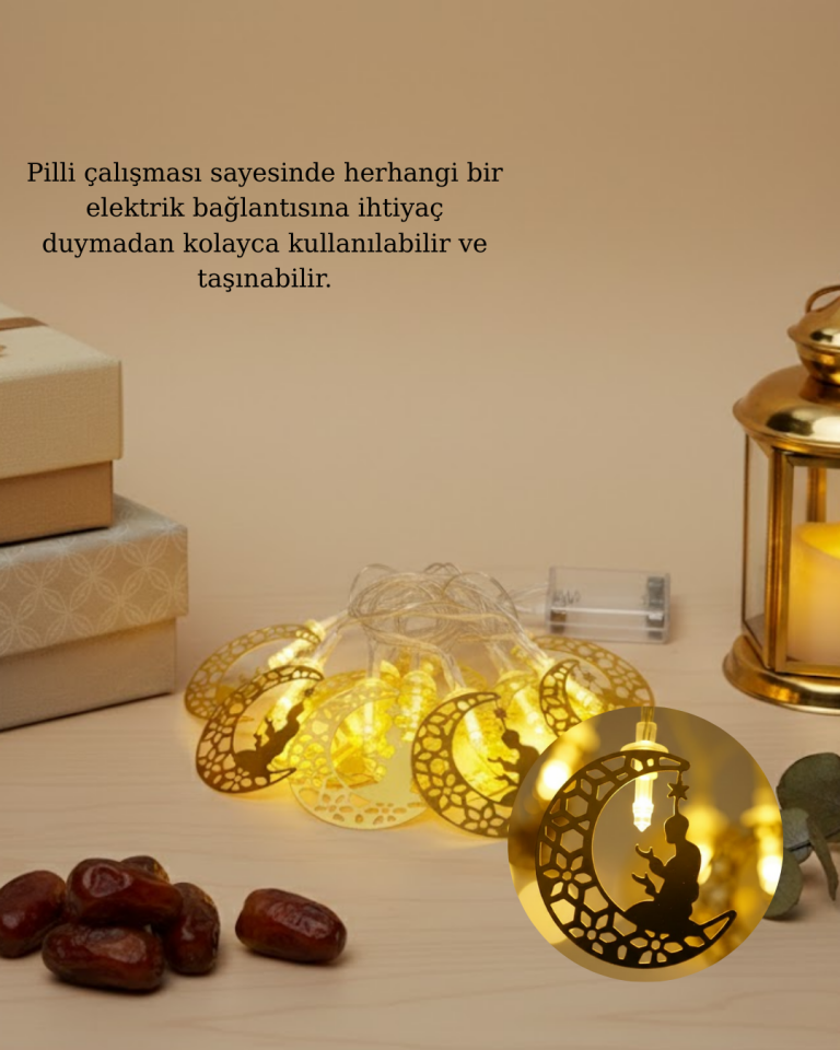 Ramazan Ay Işığı Secde Eden Adam Silüetli LED Peri Işığı