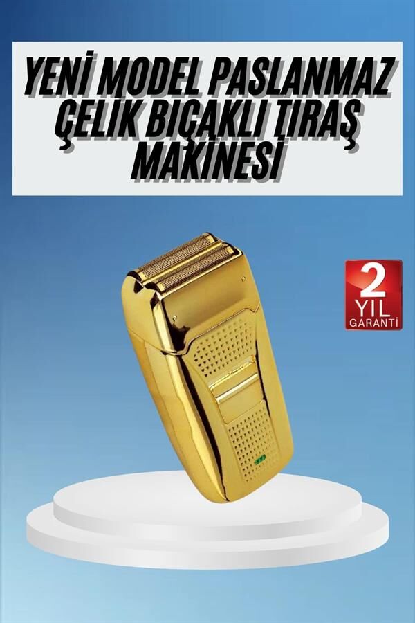 Sakal Kesme Tıraş Makinesi Paslanmaz Çelik Gold Şarjlı