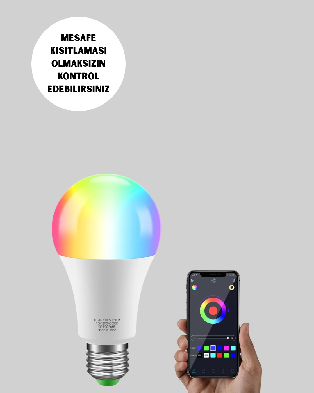 Uzaktan Kumandalı Akıllı LED Ampul, Enerji Tasarruflu