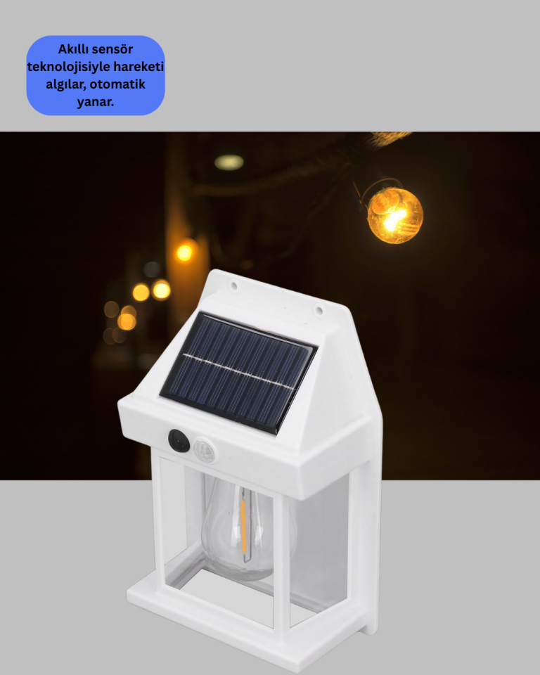 Güneş Enerjili Hareket Sensörlü Duvar Lambası