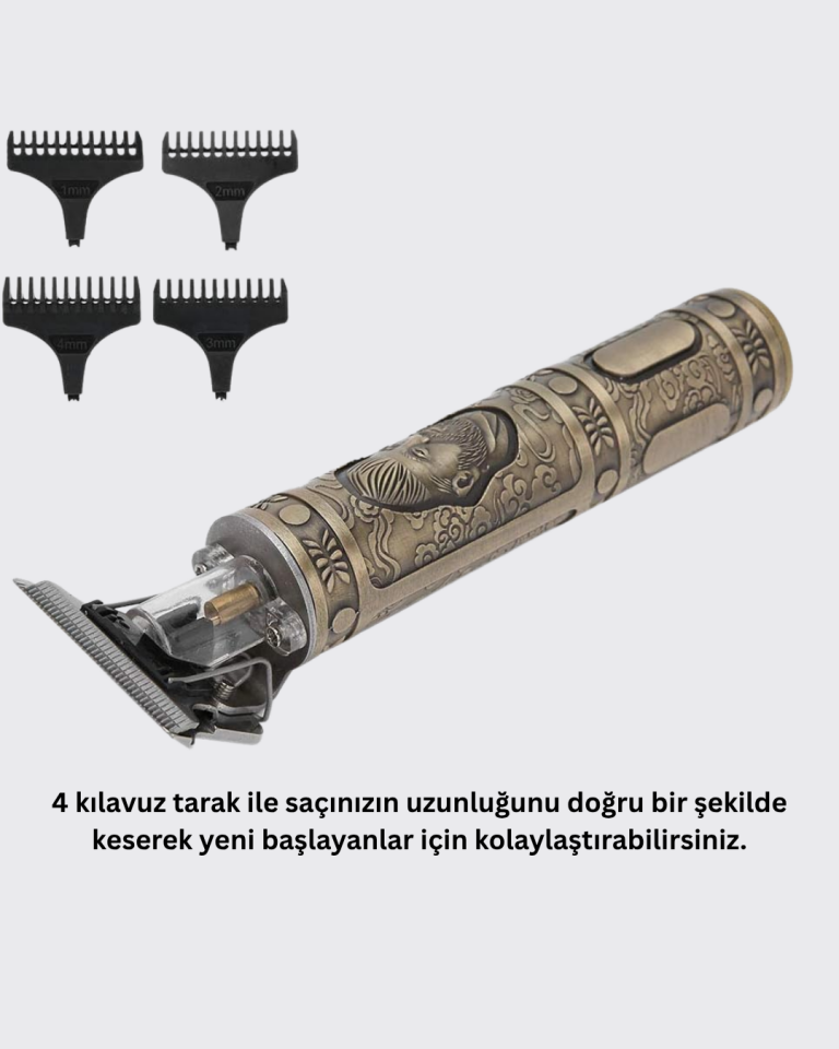 Güçlü Motorlu, 4 Kılavuz Taraklı Kompakt Saç Kesme Makinesi – Uzun Pil Ömürlü