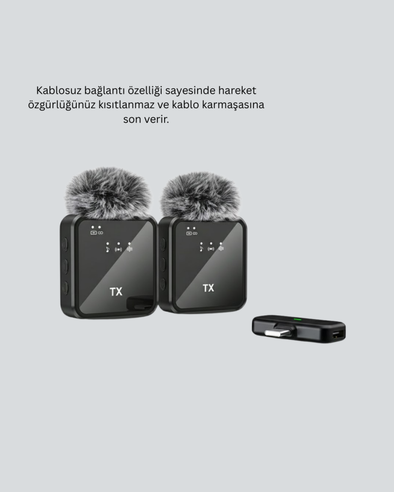 Vlog Podcast ve Röportajlar İçin Kablosuz Çift Yaka Mikrofon