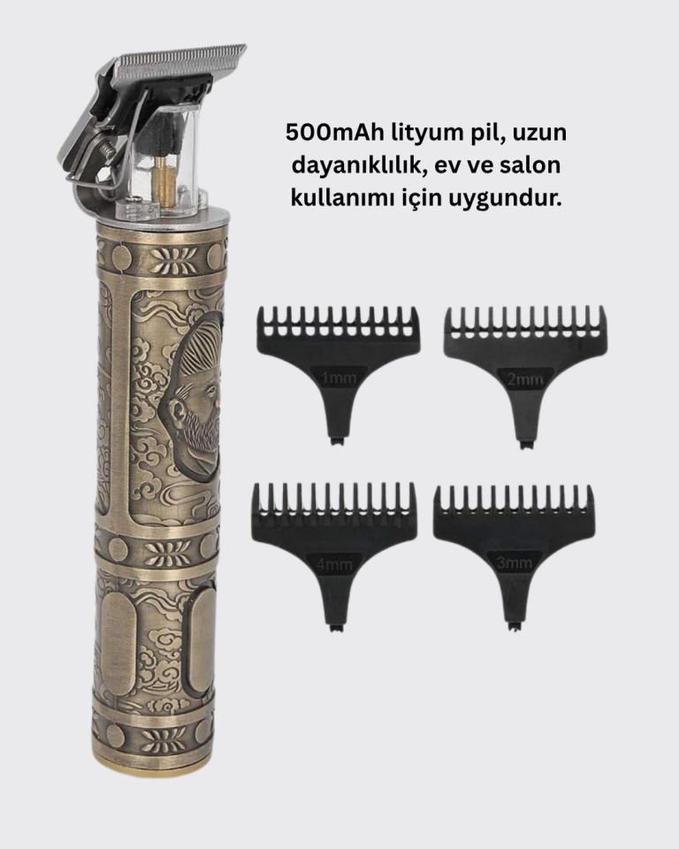 4 Kılavuz Taraklı Profesyonel Saç ve Sakal Kesme Makinesi