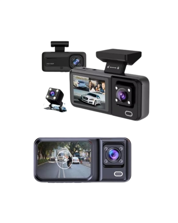 Tam Kapsamlı Araç Güvenliği: 3 Kameralı Full HD Kayıt Sistemi ile Ön, İç ve Arka Görüş