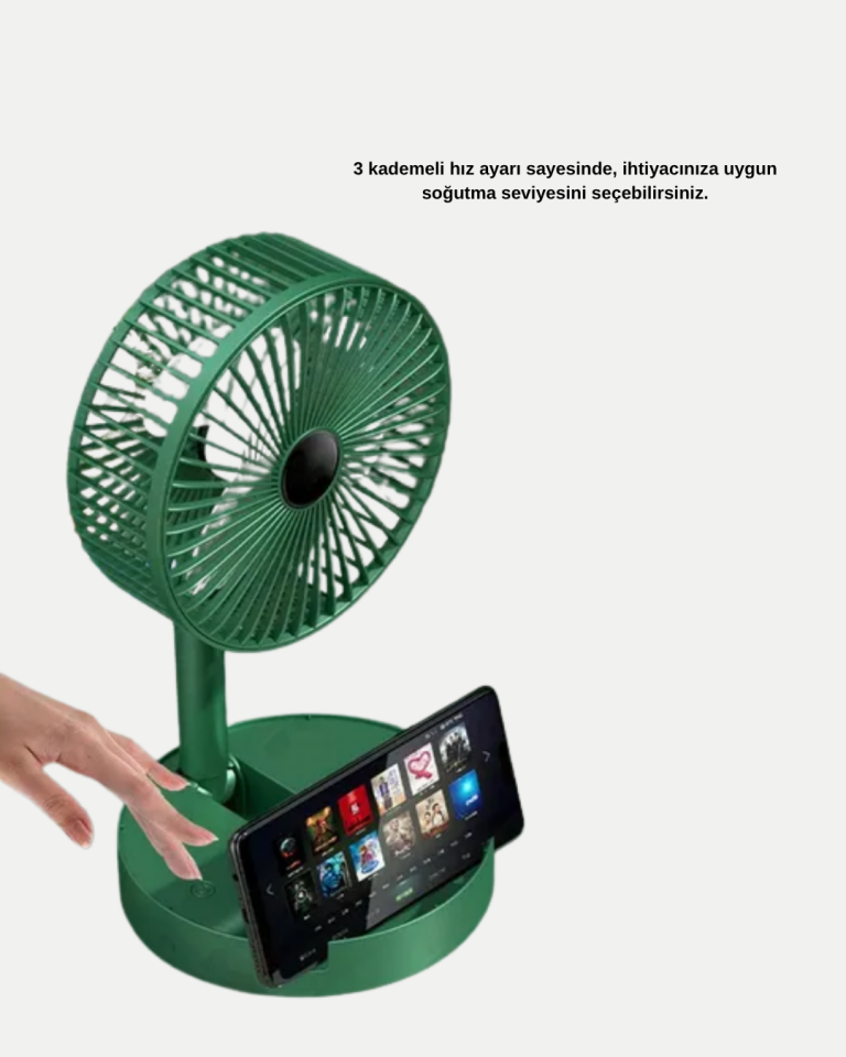 Şarjlı Mini Fan Katlanabilir 3 Hız Ayarlı Taşınabilir Tasarımlı
