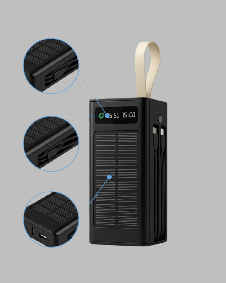 Güneş Enerjili Powerbank Dijital Göstergeli Taşınabilir Güç Kaynağı