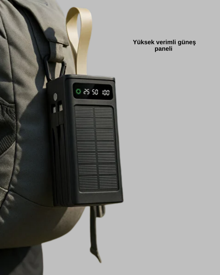 Güneş Enerjili Powerbank Dijital Göstergeli Taşınabilir Güç Kaynağı