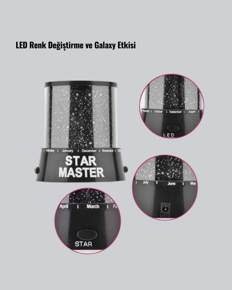 Galaxy Efektli LED Projektör Taşınabilir Yıldız Gece Lambası