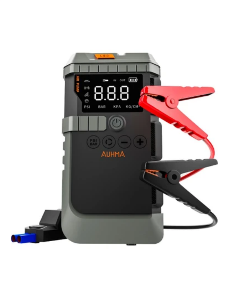 Araç Lastik Basınç Pompası Akü Takviye Powerbank ve SOS Işıklı Çok Fonksiyonlu Cihaz