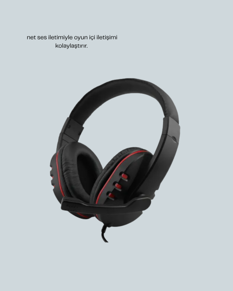 Stereo KırmızıKulaklığı Yumuşak Pedli Mikrofonlu