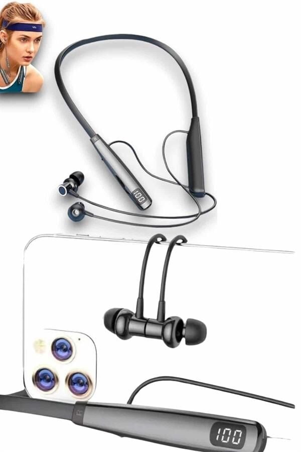 Bluetooth Kulaklık Şarj Göstergeli 100 Saat Şarj Kapasiteli Sporcu Kulaklık