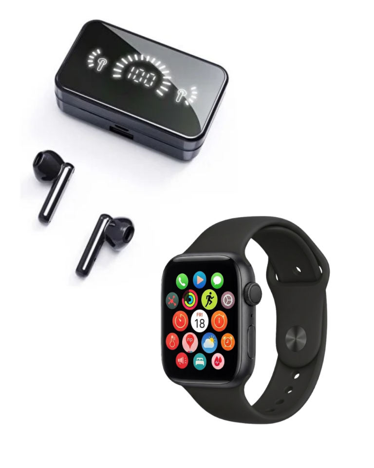 Şık Tasarımlı Akıllı Saat ve Bluetooth Kulaklık Seti Suya Dayanıklı ve Çok Fonksiyonlu